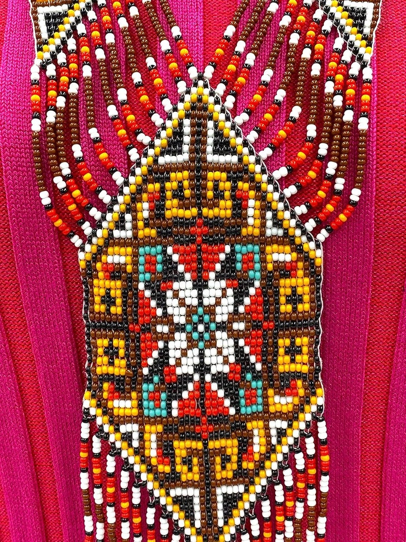 BeadsCorner Native Tribal Style Long Statement Beaded Necklace for Women Handmade - Image 3